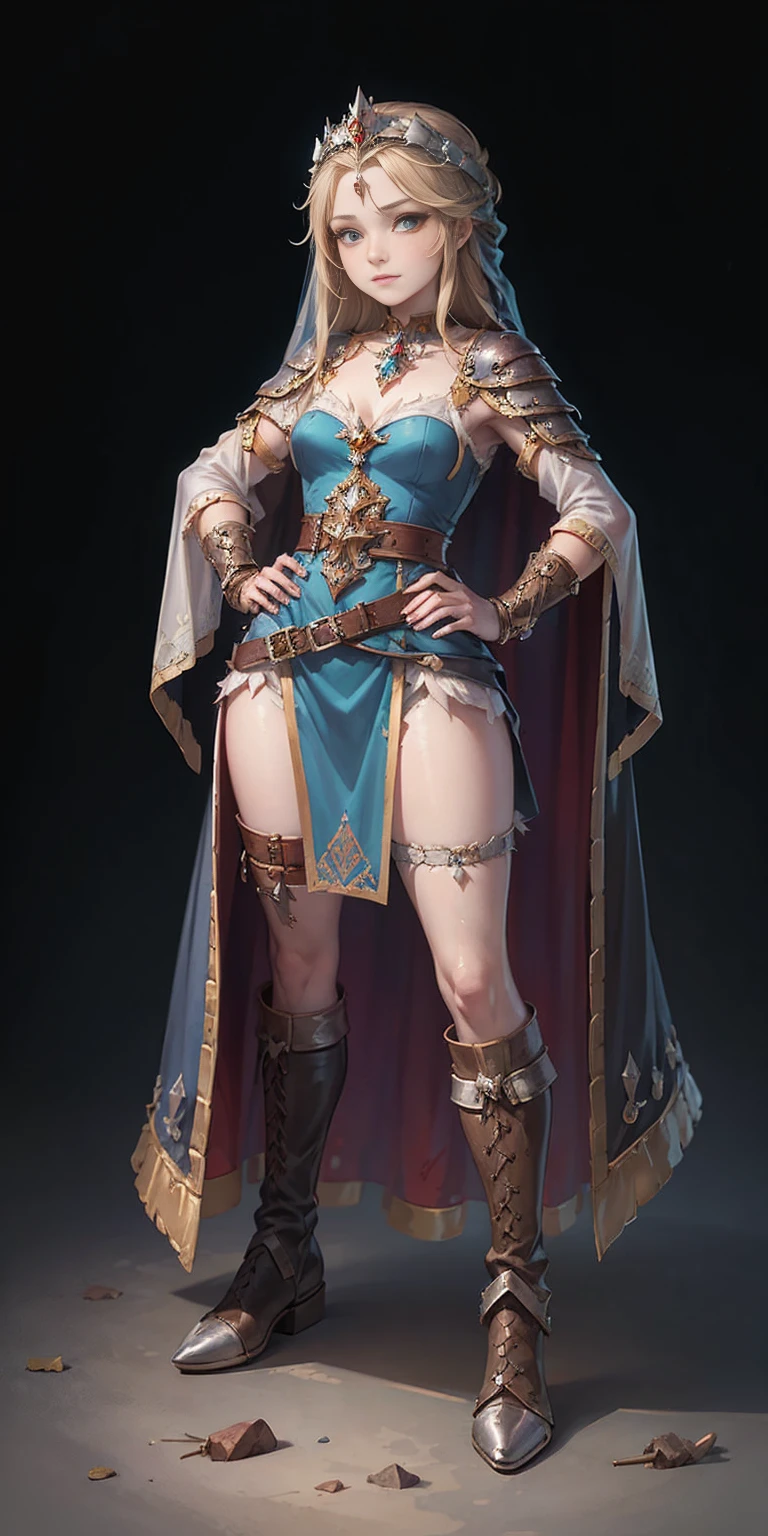 ((Fundo liso)) corpo inteiro de uma mulher em um vestido com véu, PÉS JUNTOS, standing PÉS JUNTOS, botas militares, linda fantasia donzela escrava guerreira, lindo retrato de arte de fantasia, arte vitoriana de fantasia, arte de fantasia medieval, linda e elegante rainha Roxxane, retrato da rainha da luz, arte de retrato de fantasia, arte de fantasia gótica, uma linda imperatriz de fantasia, mãos nos quadris