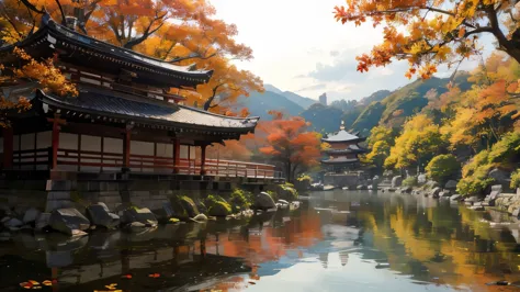 beautiful autumn foliage at kiyomizu-dera temple in kyoto