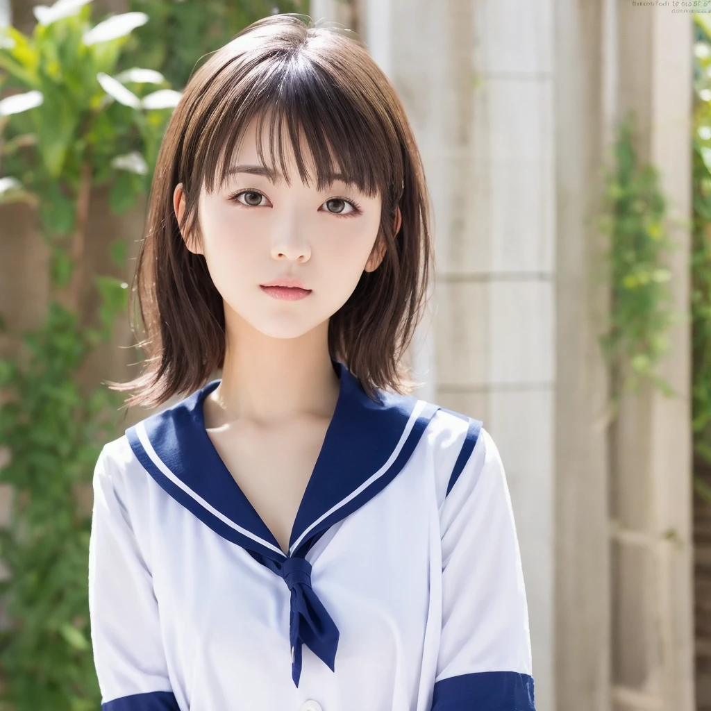 One girl, (highest quality:1.4), (Very detailed), (Very detailed美しい顔), 日本のSailor suit, Great face and eyes, Iris,Medium Hair, Black Hair, (Sailor suit, school uniform:1.2), (Cleavage), Smooth, Very detailed CG 統合 8k 壁紙, High-resolution RAW color photos, Professional photography, light, Backlight, dream-like, impressive, Depth of written boundary