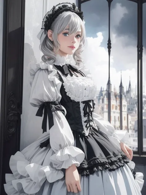 {{masterpiece、highest quality、(((Realistic、Realistic:1.37)))、8K quality}}, A woman dressed in Gothic Lolita costume、A scene from...
