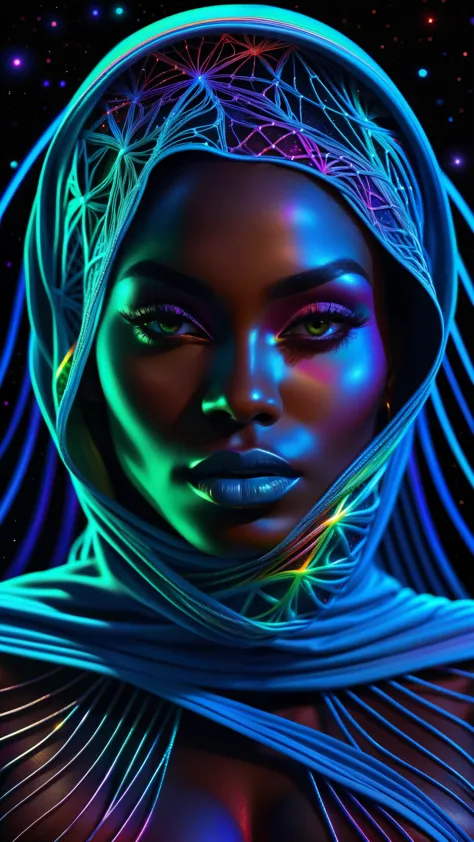 cartoon style, masterpiece, best quality, ultra high res, extremely detailed, (psychedelic art:1.4), black woman, African design...