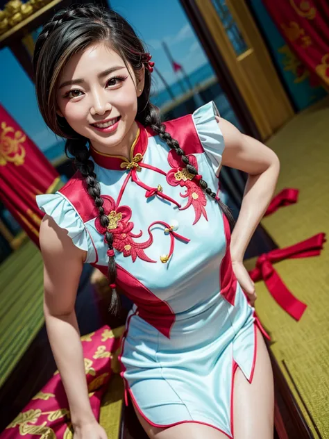 game master，moon-watching bird，eyes are very fragile，sexy cheongsam with double braids，chinese new year decorations（（grin））（（（ma...