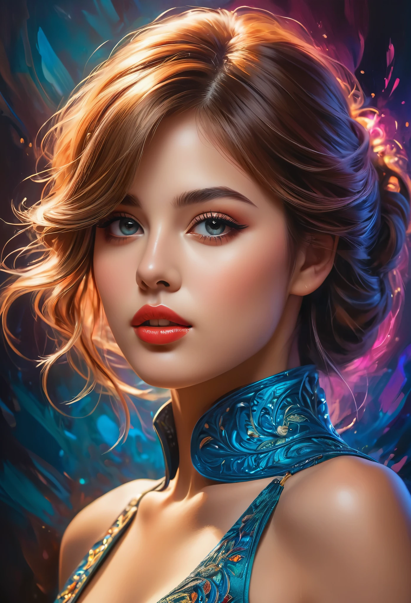(highest quality,4K,8k,High resolution,masterpiece:1.2),Very detailed,(Realistic,photoRealistic,photo-Realistic:1.37),detailed figure, vibrant colors, intense lighting effects. Here is the prompt for the given theme:

"A beautiful girl with detailed facial features, including beautiful eyes, a delicate nose, and alluring lips. She is the centerpiece of the artwork, exuding an erotic vibe. The artwork showcases a high level of detail, providing an ultra-detailed depiction of the girl's figure. The colors used in the artwork are vibrant and lively, creating a visually captivating effect. The lighting effects in the artwork are intense and dramatic, adding depth and dimension to the overall composition. The medium used to create the artwork is a combination of digital illustration and sensual fine art painting. The overall image quality is of the highest caliber, with a resolution of 4k or 8k, and it possesses a realistic and photorealistic aesthetic, capturing every intricate detail of the girl's form and creating a masterpiece that is visually stunning. The color palette used in the artwork is rich and diverse, incorporating a wide range of seductive hues. The lighting in the artwork is carefully designed to accentuate the girl's features and create a mesmerizing atmosphere. The artwork portrays an erotic scene that can be both sensual and captivating, invoking strong emotions in the viewer. The overall composition is balanced and harmonious, with a focus on the girl's allure and captivating presence. This artwork showcases the beauty and allure of the female form in a distinctive and eye-catching manner." 