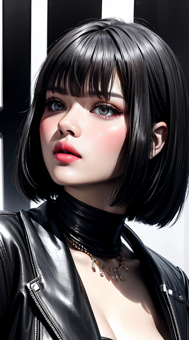 (masterpiece, Best Quality), Futuristic, steel punk, Goth pastel, intricate tactical technology, neon accents, Fashion, elegant, perfect and slim body, big breasts, asymmetrical bangs, wavy fur, hair band, choker, bracelet, Streets of the city, standing posture, contrasted, dynamic lighting