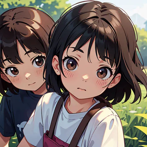 4K，High resolution，Realistic，Little kid，Super Dynamic，Distant Attempt，Two cute girls，Black Hair，Brown eyes，It&#39;s very lively，...