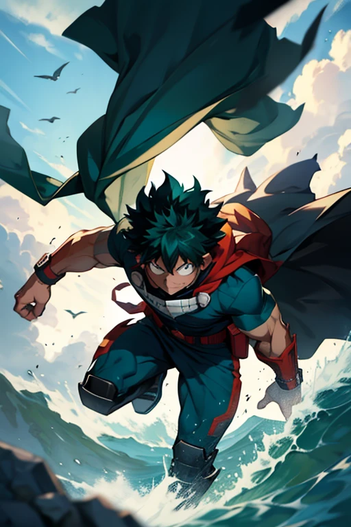 Un Izuku Midoriya avec All Might&#39;Les muscles de S seraient une version incroyablement puissante et imposante du héros. Avec des muscles toniques et robustes, Sa force et son endurance seraient inégalées.. Son costume inspiré de All Might serait une combinaison parfaite de style et de fonctionnalité.., avec le design caractéristique en forme de "et" sur la poitrine et couleurs vertes, noir et blanc décorant son uniforme. 

La cape flottant derrière lui ajouterait une touche de majesté à son apparence.., le rendant encore plus impressionnant. Avec ce nouveau look, Izuku Midoriya serait véritablement un héros redoutable et digne d&#39;admiration. Sur l&#39;image, vous pouvez voir le corps entier d&#39;Izuku et son costume.