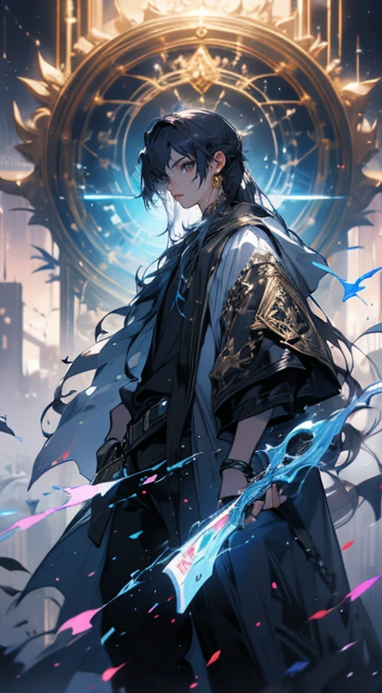 male people、character designs、（（（One male people）））、male peopleらしい顔、tall、The long-haired、Wearing a coat、stele、butterflys、Watercolor style、depth of fields、The depth of the atmosphere、Impression、super precision、4K、8K、high-level image quality、Waiting for the delicate texture to begin