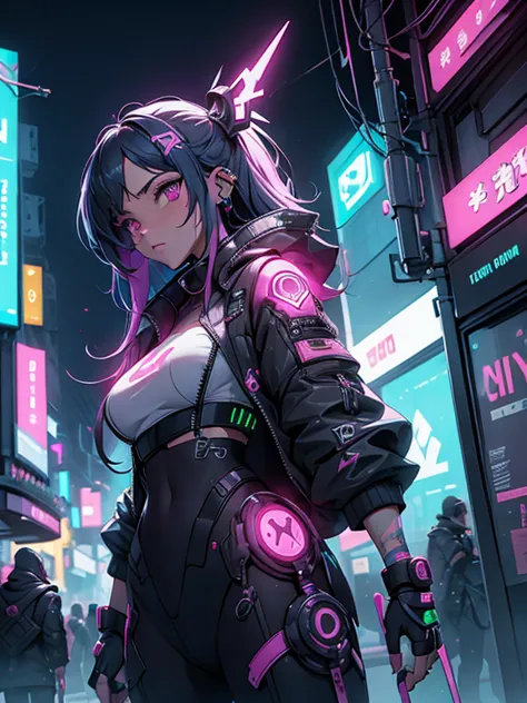 （ciudad ciberpunk、neon cyber city:1.5）