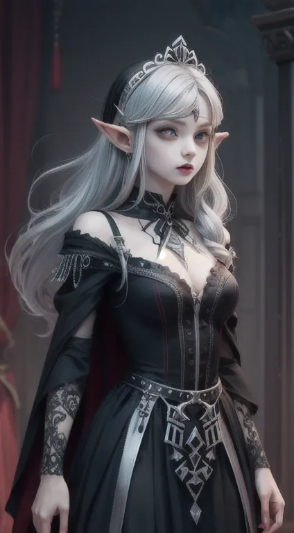 Silver hair, Goth Princess Zelda, red eyes,