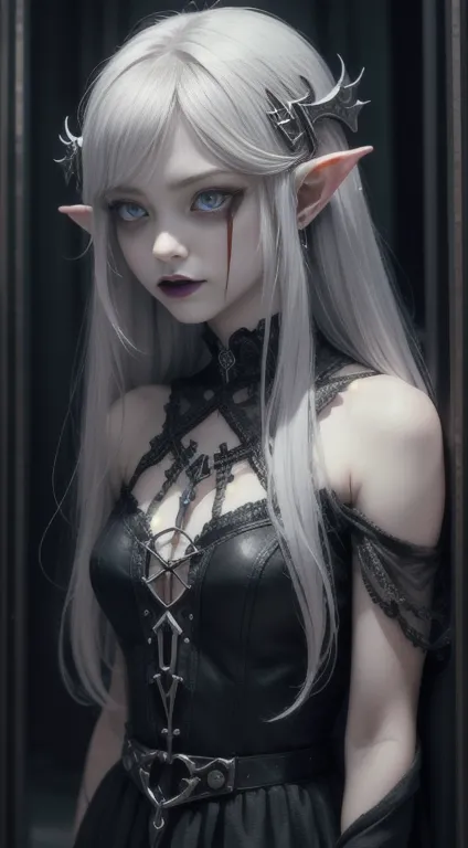 Silver hair, possessed eyes, Goth Princess Zelda, crying blood,