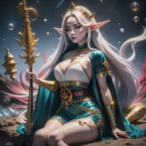 there is a mermaid with long hair and a crown on her head, portrait of mermaid warrior, the dragon girl portrait, beautiful and ...