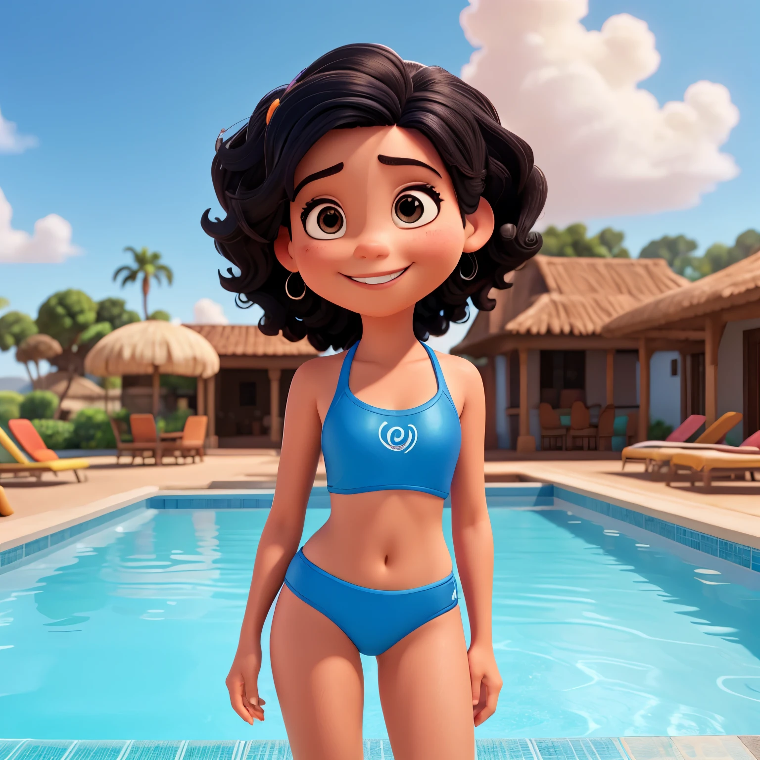 A close up of a cartoon character in a blue bikini - SeaArt AI