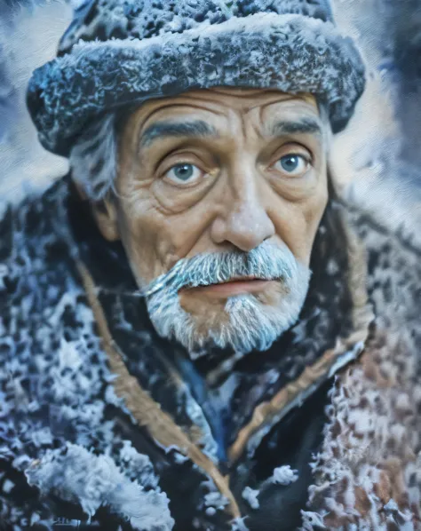 Beard in the snow、Arafad man wearing hat, very realistic digital art, highly realistic digital art, ultra realistic digital art,...