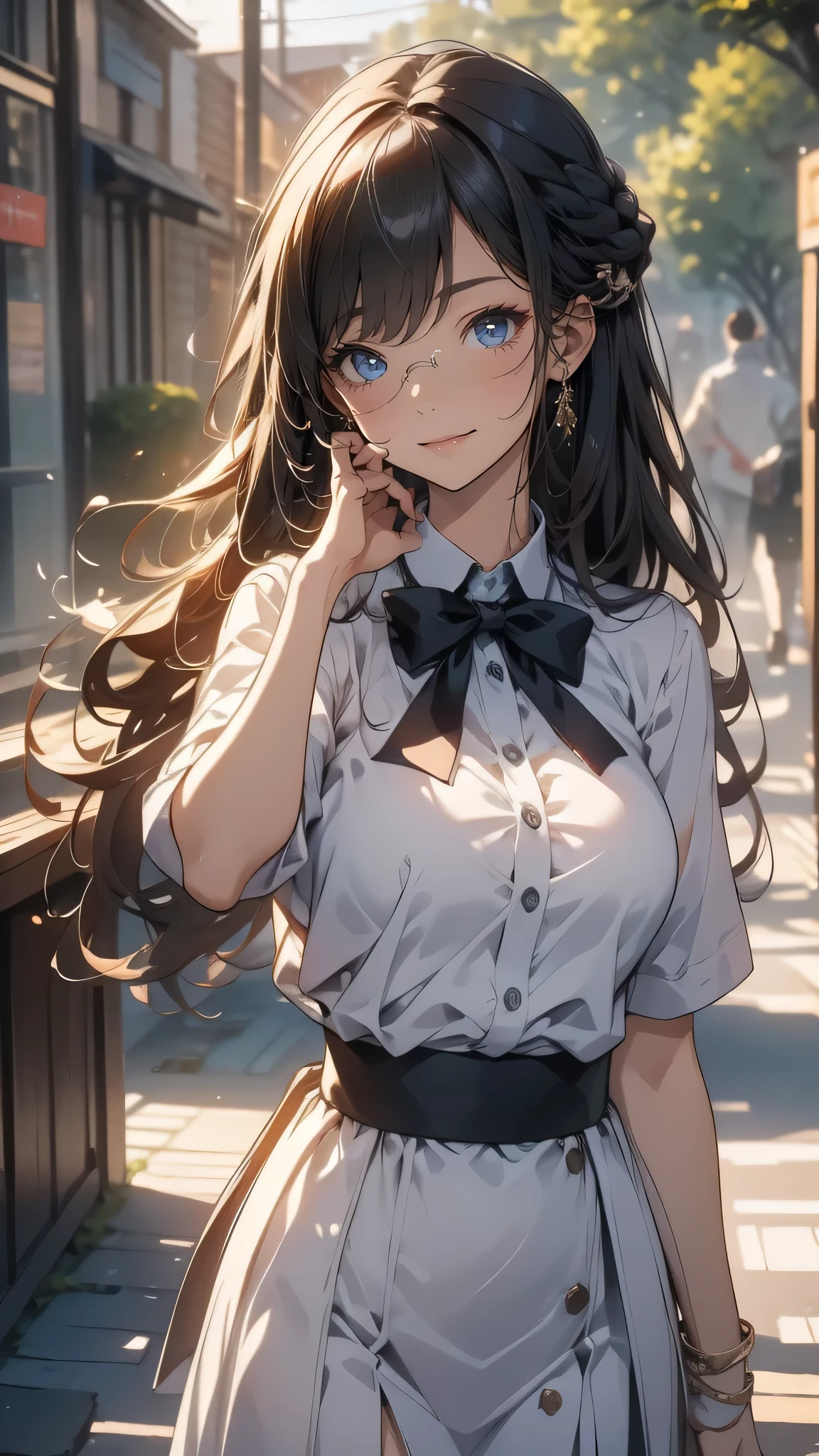 looking at viewer,high school girl,leaning forward,(random cute clothes),(random Lively pose),(Thin type),(large breasts),(random hairstyle),(Highest image quality, (8K), Ultra-realistic, Best Quality, High quality, High Definition, high quality texture, high detailing, Beautiful detailed, fine detailed, extremely details CG, Detailed texture, realistic representation of face, masterpiece, presence)