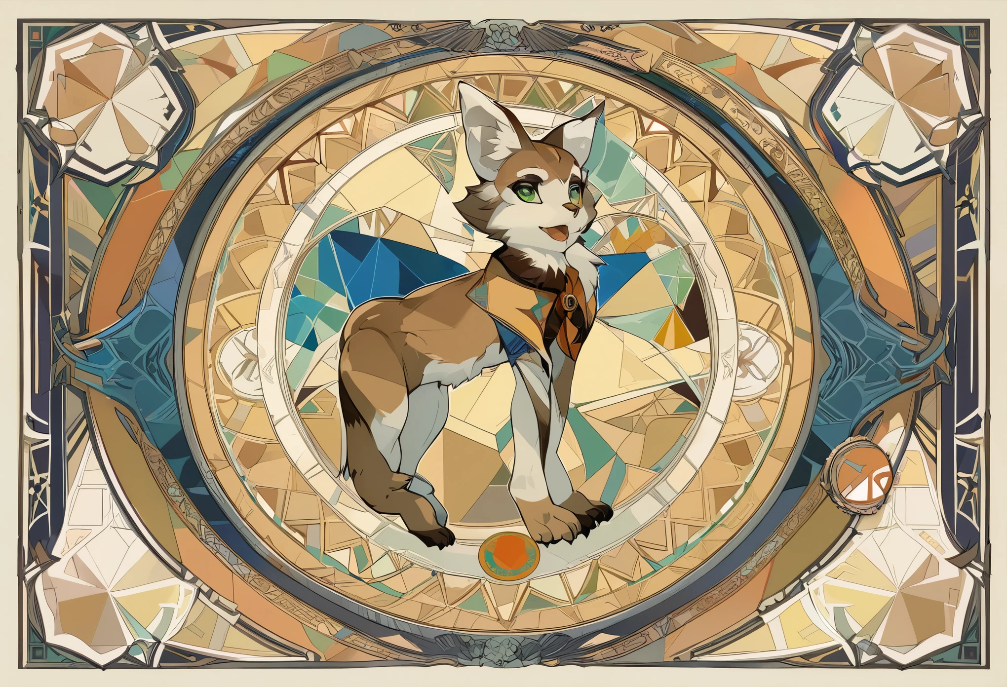 highres, top quality, best quality, paid reward available, High-quality illustrations by Alfons Mucha, unparalleled masterpiece, perfect artwork, absurdres, logo mark, stamp, Geometric pattern, vector-art, masterpiece(kemono, furry anthro)flower,