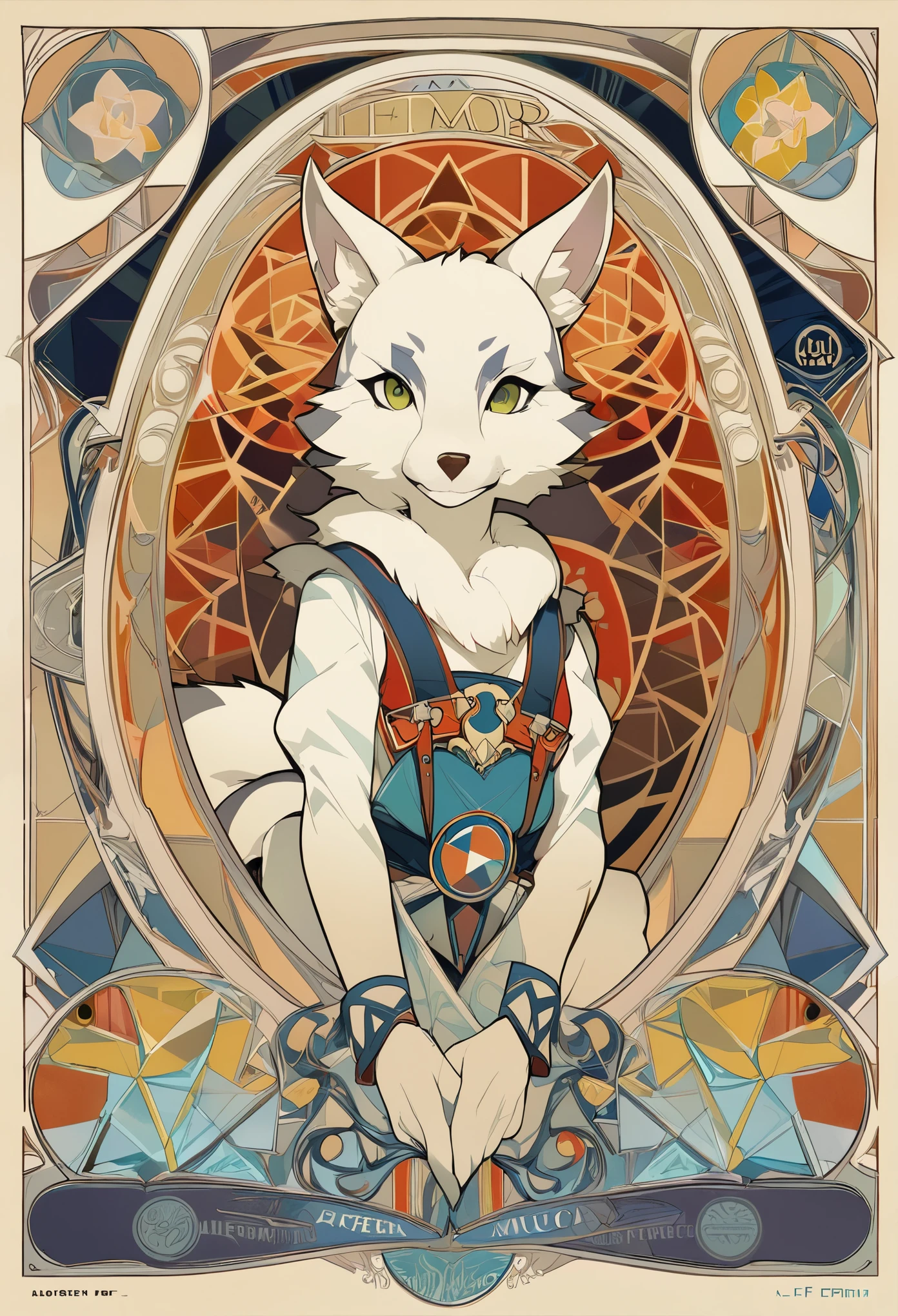 highres, top quality, best quality, paid reward available, High-quality illustrations by Alfons Mucha, unparalleled masterpiece, perfect artwork, absurdres, logo mark, stamp, Geometric pattern, vector-art, masterpiece(kemono, furry anthro)flower,