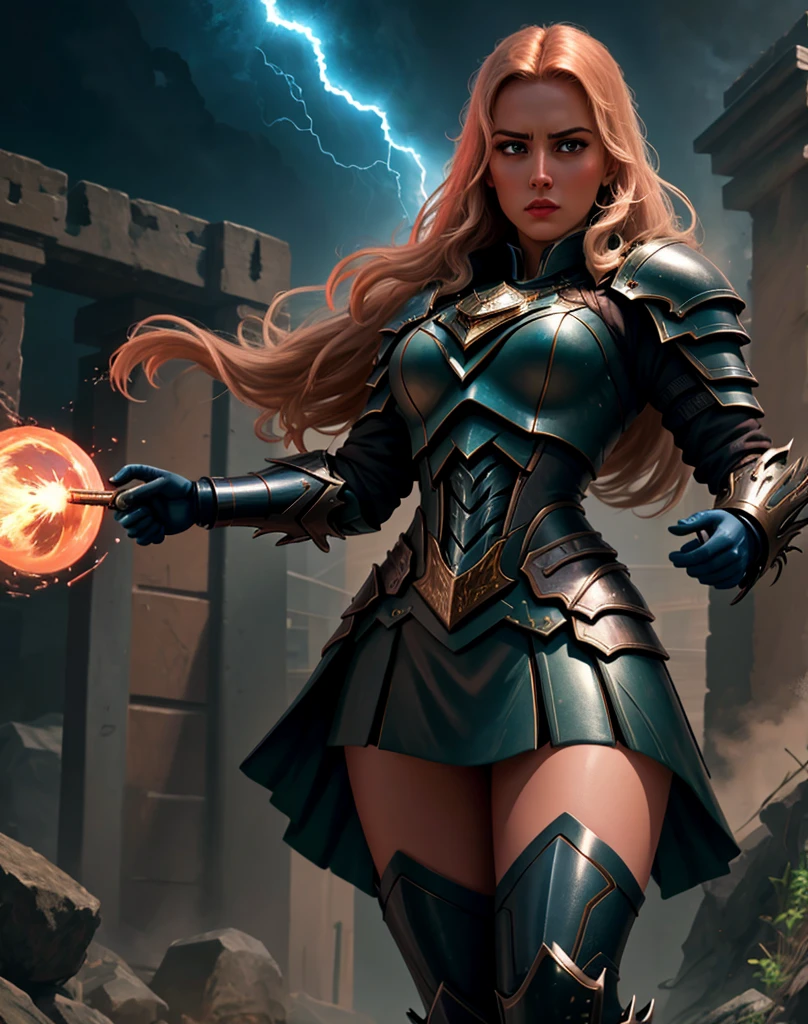 4K, masterpiece, high resolution, absurd,
edgThunderball,woman in armor,lightning ,wearing edgThunderball_armor, charged, Thunderball