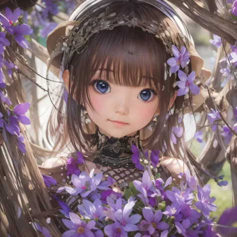 detailed face, cute face,brown eye, masterpiece, highest quality, Super detailed, figure, 1 girl,alone, image body, flower, look...