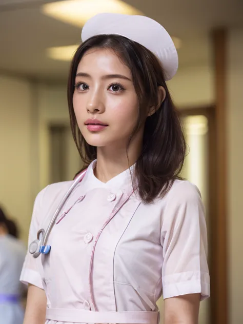 1 girl,(Wearing white nurse clothes:1.2),(RAW Photos, highest quality), (Realistic, photo-Realistic:1.4), masterpiece, Very deli...