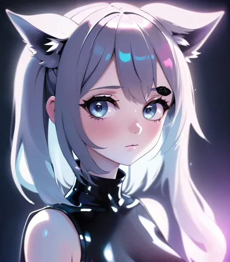 highres,best quality,
the anime girl is looking at something, in the style of gothcore, light leaks, relatable personality, caninecore, photo-realistic techniques, shiny/glossy, everyday life