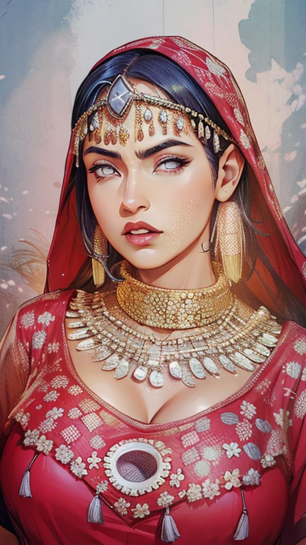 hyuga Hinata, An Extremely Realistic Indian Woman, very beautiful, Indiana, Indian clothes, Indian Makeup, wearing jewelry