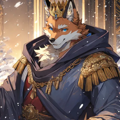 ((best quality)), ((masterpiece)), (detailed), perfect face,, fox man, blue eyes, perfect eyes, handsome, at , tie, fox, elegant...