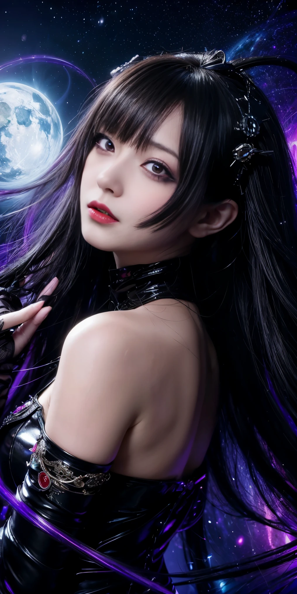 (highest quality,High resolution:1.2),(dark,Threatening:1.1),(Bad luckな:1.1), In the vortex of space,
Heart of a Goth Maiden, Very dark shade.
Her Eyes, Like dazzling fur in a starless haze,
A symphony of despair in their eyes.
Her Mogul Snaps, Mysterious Cemetery,
Think about it, The source of her sadness.
Black hair swaying in the moonlight,
She weaves despair into her dreams.
oh, Her Soul, Shadow&#39;Embrace,
Take me to space.
At each step of the Kelhudelgoring, She summons darkness,
Dance of the Void, Whippler Big Spark.
Her touch is the cold caress of the void,
In her vague existence, I am left confused.
For Love, Bumblewisk, Cosmic Power,
Stars shining in the endless night.
Confusion swirls, Let the emptiness cry out,
Our love is a dazzling dream in the universe.
Gothic Witch of the entire star world,
In your void, I find my soul.
Hypermaximalist, Anime Style, Breathtaking oil paintings, Surreal, Ultra-realistic digital illustrations that mimic the style of oil paintings, Blends seamlessly with Alex Grey&#39;Psychedelic fantasy art by H&#39;The Aesthetics of Biomechanics.R. Giger. Great composition, masterpiece, highest quality, (devil,Satan,Lucifer:1.1),(devilish:1.1),(Bad luck,Bad luckな:1.1),(Powerful figure:1.1、Big Breasts、Glasses) 、 ((((Huge glasses, Nerd Glasses, thick glasses, Round Glasses)))),(((Big Breasts)))、(Red eyes glow:1.6)、(Red glowing eyes,Sharp teeth:1.1),(Black wings,thick,shabby:1.1),(hellish landscape:1.1),(fire,sulfur:1.1),(Threatening atmosphere:1.1),(dark shadows,Threatening presence:1.1),(Bad luck clouds,Stormy Skies:1.1),(dark,Spooky atmosphere:1.1),(Bad luck aura,Evil energy:1.1),(dark aura,cigarette:1.1),(Extreme heat,Burning Flames:1.1),(Surreal,Nightmare Visions:1.1),(Predicting the end:1.1),(Twisted corners,Fiery crown:1.1),(Bad luck whispers,devilish laughter:1.1),(Cry of pain,echoing screams:1.1),(Bad luck symbols,Ancient runes:1.1),(Mysterious Relic,dark artifacts:1.1),(Infernal Ritual,Ritual sacrifice:1.1),(devilish minio