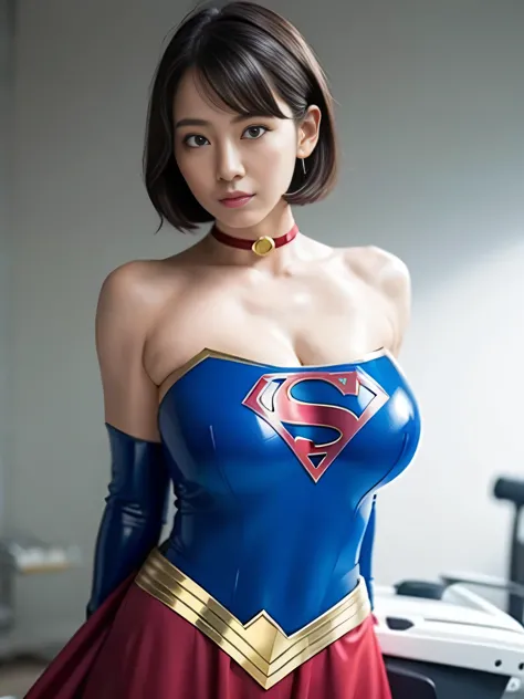 Masterpiece、Enamel Supergirl Costume、Short Hair、Hospital operating table、Crisis situation、Big and ample breasts、looking at the c...