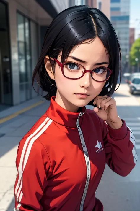 (masterpiece, highest quality), one girl,  satou, satou, glasses, 赤いフレームのglasses, under-rim eyewear, satou, glasses, 赤いフレームのglas...