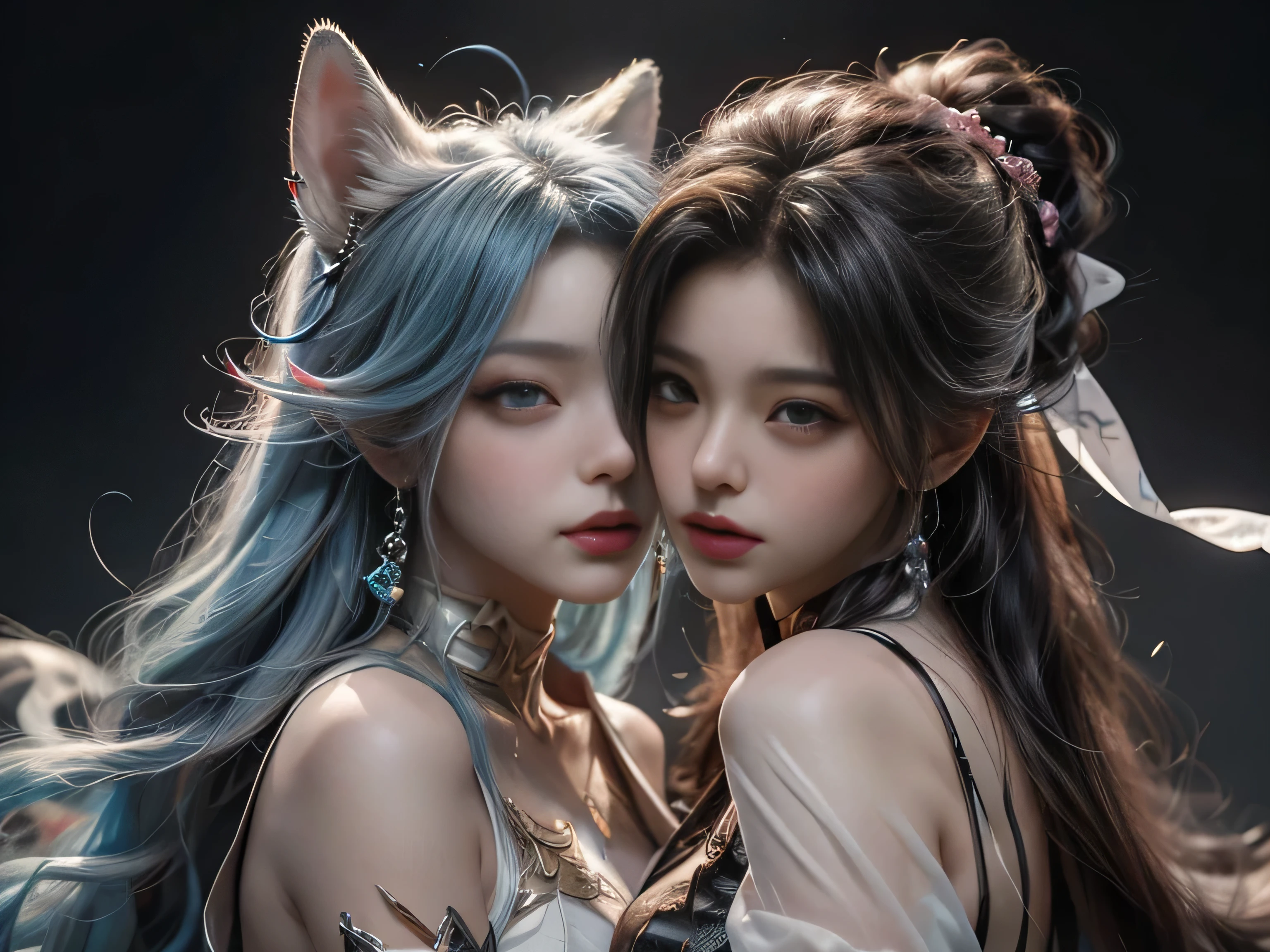 Imagen arafed de un par de personas besándose., una pintura digital de Ren Renfa, tumblr, arte de fantasía, fantasía xianxia, fantasía zorro amor, hermoso arte, arte conceptual del amor, shaxi, 8k)), high quality arte de fan, fantasía china, hermoso arte, largo, arte de fan, hermosas fotos de avatar, cai xukun, Detalles de los personajes de 8K, arte anime de alta calidad, ilustración de alta calidad, detallado anime wallpapers, detallado anime art, Híper realista, elegant, arte de anime realista de alta calidad, ((Ojos dibujados con precisión))[Perfect eyes detallado((hermosos ojos como joyas) dibujado con detalle preciso)[alumnos claramente dibujados]],[ojos claros[Iluminación precisa para los ojos]],[pestañas largas y hermosas],[pelo dibujado con precisión [Beautiful and lustrous hair detallado]], (Perfectly hand detallado [Hermosos dedos sin daño. [Bonitas uñas]]),(anatomía perfecta(proporciones perfectamente equilibradas))[[Retrato de cuerpo entero]],[Coordinación de colores ideal(Simulación precisa de interacciones entre luz y materiales.)],([Detalle de precisión](detallado,高Bien)),[Arte visual que cuenta una historia.],((de la máxima calidad)Bien[[Dibujo de alta densidad]])(Calidad 4K)