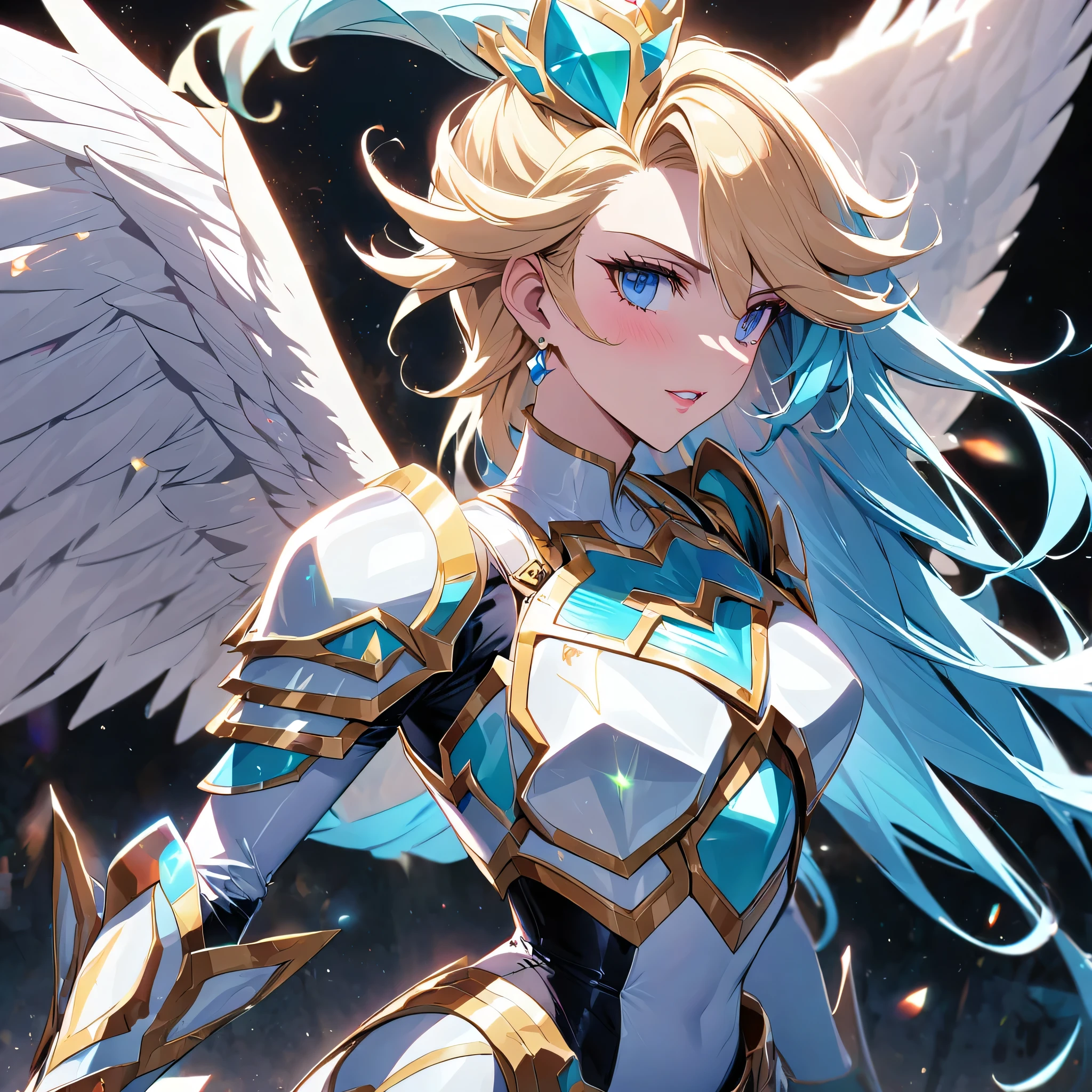 Rosalina wearing pegasus armor from CDZ, Pegasus armor from Saint Seiya, white armor, Rosalina perfect face, perfect pegasus armor, ultra detailed pegasus armor