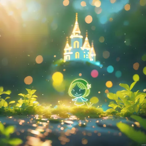 (masterpiece, best quality:1.2), Close up of a cartoon castle on a green background, Cute numbers艺术, Beautifully detailed digital art, 4k high definition illustration wallpaper, Cute numbers, Blurred dream picture, 4k hd wallpaper illustration, Cute 3d ren...