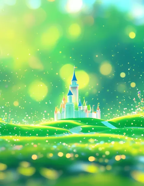 (masterpiece, best quality:1.2), close up of a cartoon castle on a green background, cute numbers艺术, beautifully detailed digita...