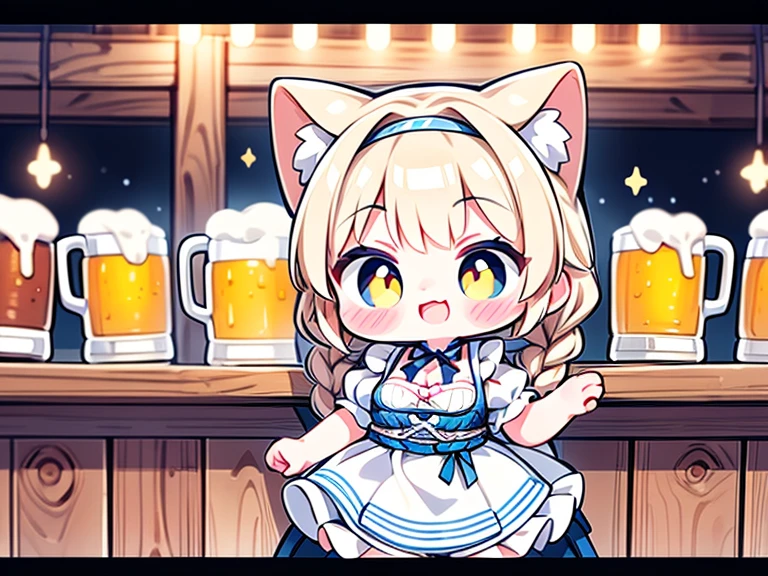 woman\(cute,kawaii,small kid,skin color white,barma1d3n,dirndl,dress,german clothes,beer,thighhighs,braid,high heels,twin braids,holding many beer mug,big smile,big breast,german\),background\(bavarian folk festival,outside,beer barrels,beer mug,mug,dynamic angle,dynamic pose\), BREAK ,quality\(8k,wallpaper of extremely detailed CG unit, ​masterpiece,hight resolution,top-quality,top-quality real texture skin,hyper realisitic,increase the resolution,RAW photos,best qualtiy,highly detailed,the wallpaper,cinematic lighting,ray trace,golden ratio,\),