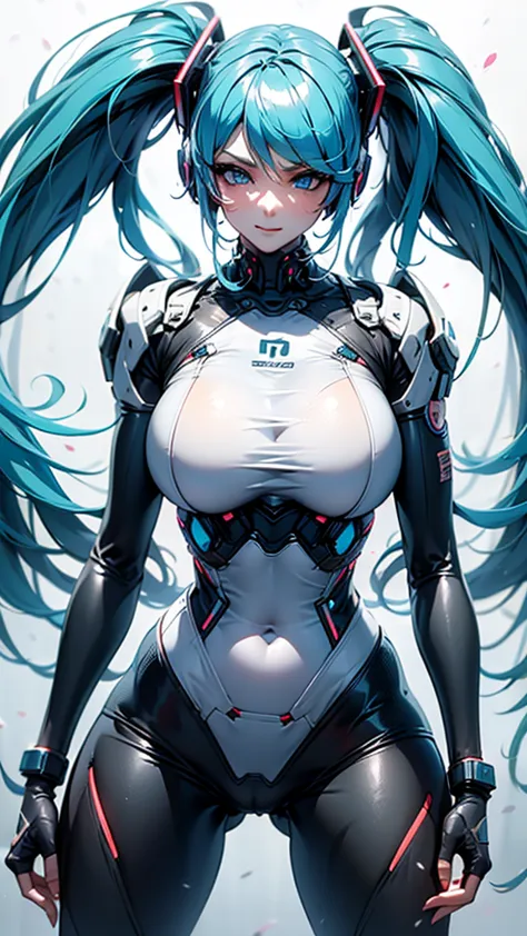 hatunemiku vocaloid, twin tails, light blue eyes, light blue hair, huge breasts, angel wing, angel