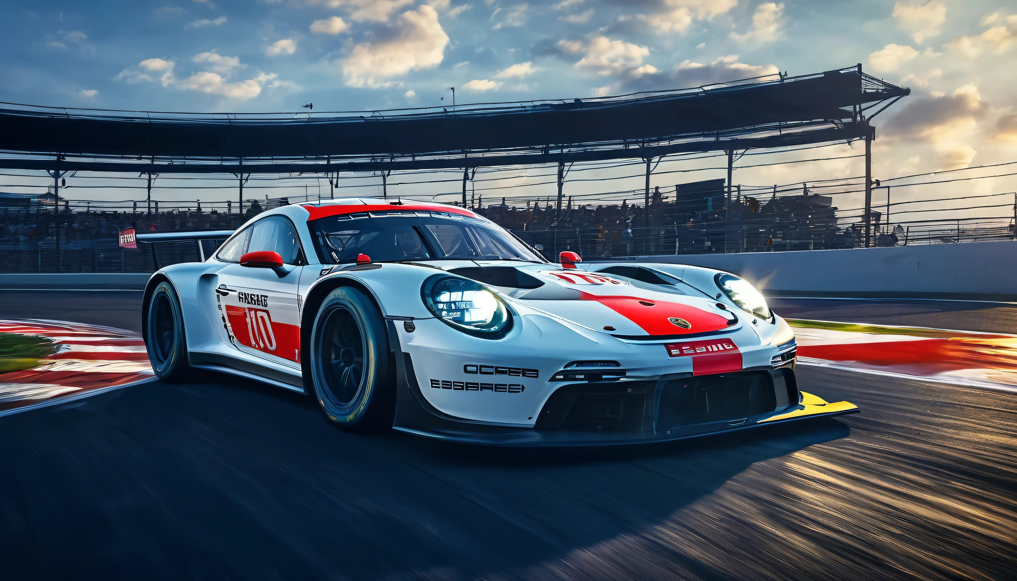 Upgrade your experience to the ultimate quality resolution with digital media, transforming it into an immersive desktop background. Envision the captivating scene of the Porsche 911 RSR-19 2019 rendered in unparalleled detail and clarity. Feel the power and excitement as the sleek Porsche tears through the track, its vibrant livery shining under the bright lights of the race. With the highest resolution available, every aspect of the scene is brought to life with breathtaking realism. From the aerodynamic curves of the Porsche to the dynamic atmosphere of the racetrack, immerse yourself in the heart-pounding thrill of motorsport. As your desktop background, this digital masterpiece will transport you to the forefront of racing excitement every time you turn on your computer, ensuring an unforgettable and immersive experience like no other, ccurate, motion blur, ray tracing, backlighting, depth of field, UHD, super detail, award winning, 16k, photorealism, photorealistic