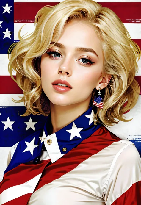 patriotic glamour blonde hair american flag