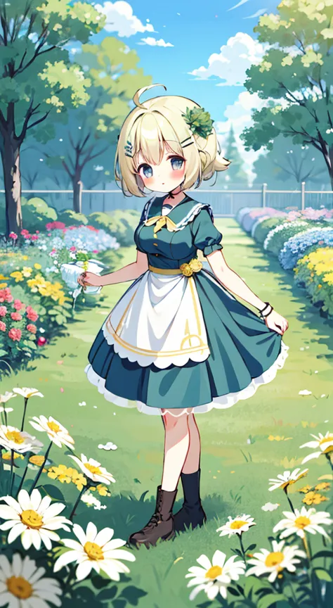 ((highest quality,masterpiece,))anime girl,cute face,style,flower garden,countryside,garden,１girl girl,