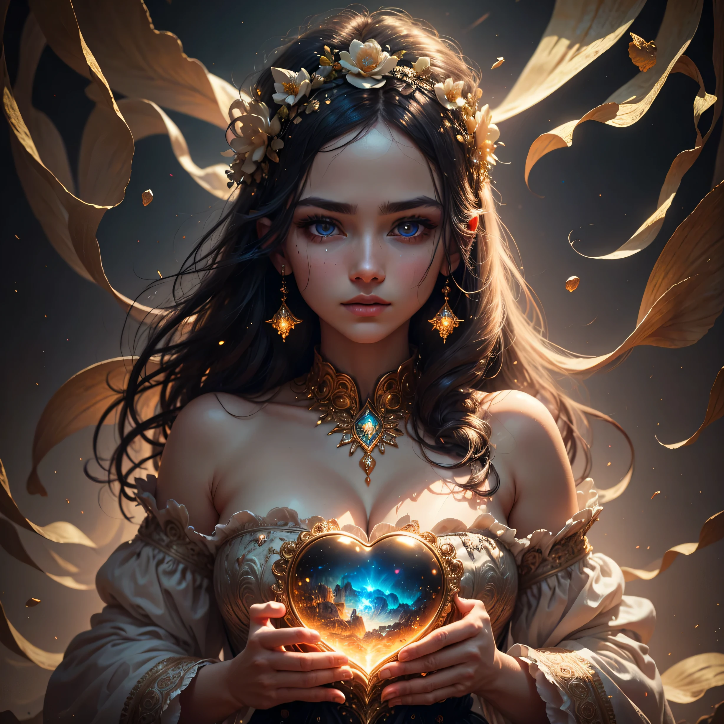 Highest image quality, ultra high definition, masterpiece, flower of life, Enlightenment, golden heart, celestial being accending, depth in eyes, super realistic eyes, light and shadow, particle light, particle special effects, Bioluminescence, beautiful romance, beautiful, dream highest quality, ultra high definition, masterpiece, exquisite CG, exquisite details, rich picture layers, beautiful, perfect details, best quality, highest image quality, high resolution, high definition, 16k, 8k, UHD, HDR, HD,--v5,--ar