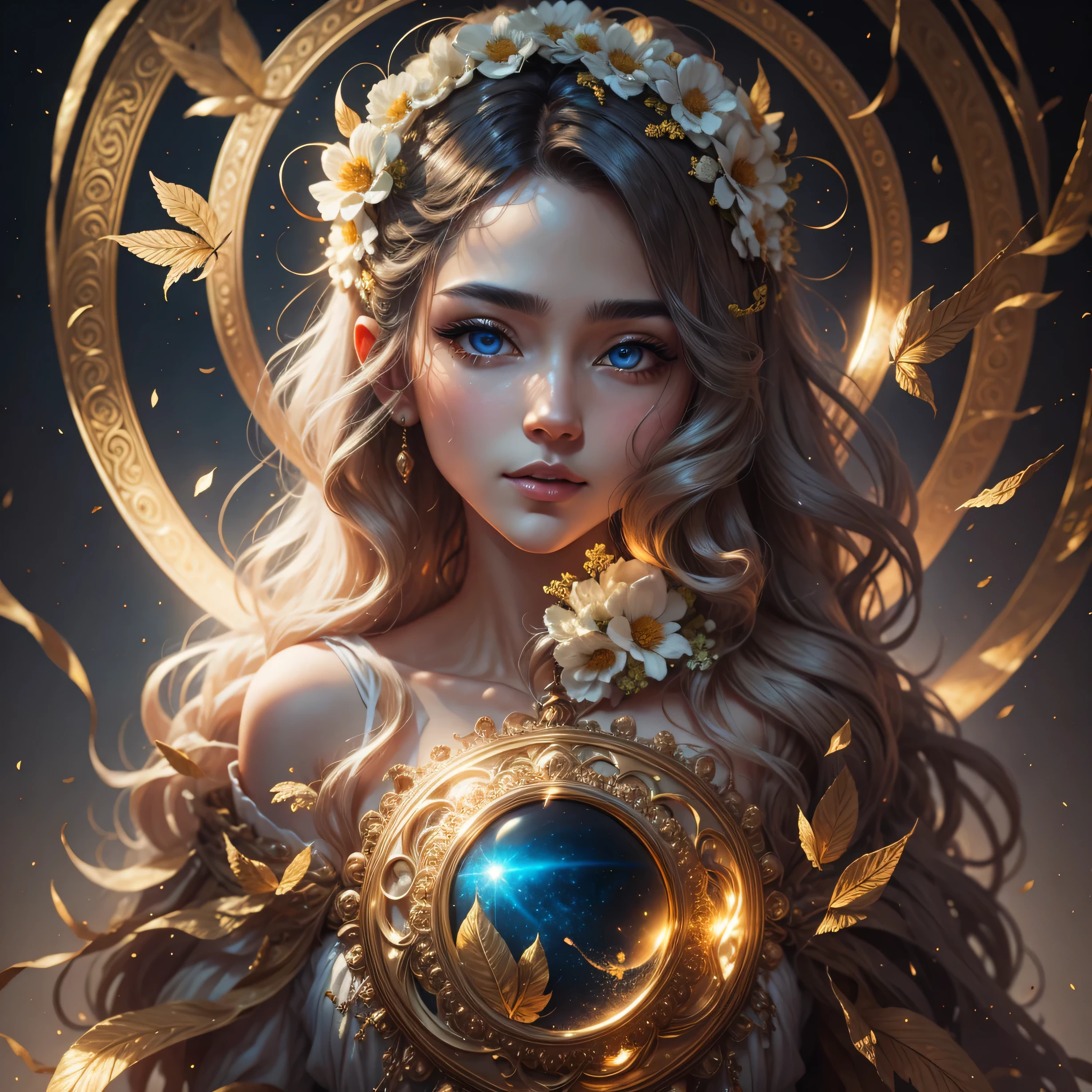 Highest image quality, ultra high definition, masterpiece, flower of life, Enlightenment, golden heart, celestial being accending, depth in eyes, super realistic eyes, light and shadow, particle light, particle special effects, Bioluminescence, beautiful romance, beautiful, dream highest quality, ultra high definition, masterpiece, exquisite CG, exquisite details, rich picture layers, beautiful, perfect details, best quality, highest image quality, high resolution, high definition, 16k, 8k, UHD, HDR, HD,--v5,--ar