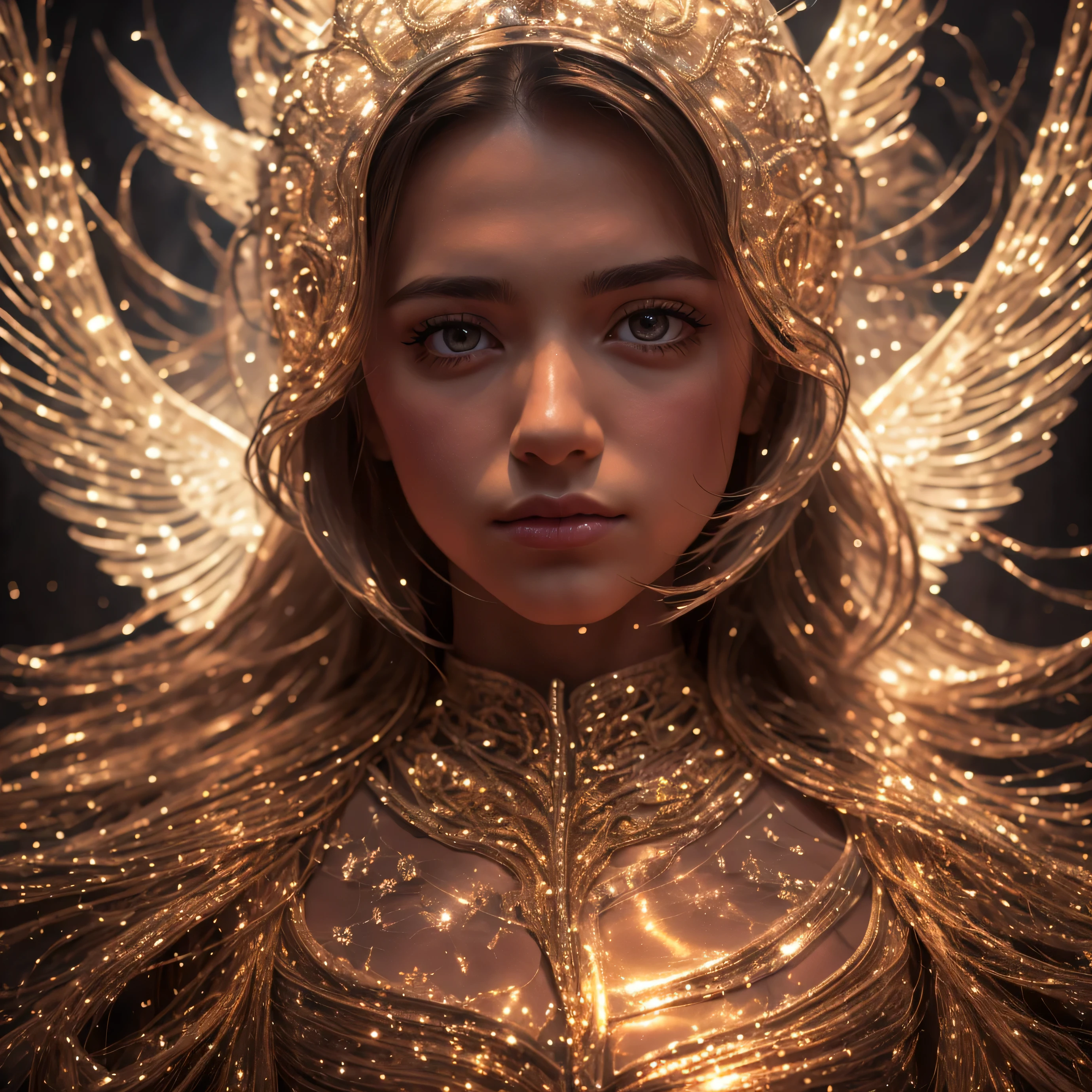 Highest image quality, ultra high definition, masterpiece, flower of life, Enlightenment, golden heart, celestial being accending,Fluorescent wings, depth in eyes, super realistic eyes, light and shadow, particle light, particle special effects, Bioluminescence, beautiful romance, beautiful, dream highest quality, ultra high definition, masterpiece, exquisite CG, exquisite details, rich picture layers, beautiful, perfect details, best quality, highest image quality, high resolution, high definition, 16k, 8k, UHD, HDR, HD,--v5,--ar