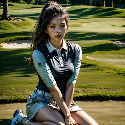 a young and extremely beautiful woman、。professional golfer