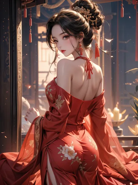 Gentle and lovely Chinese beauty, Exquisite and sexy clavicle, Charming goose egg face, Double eyelids, Bright peach blossom eye...