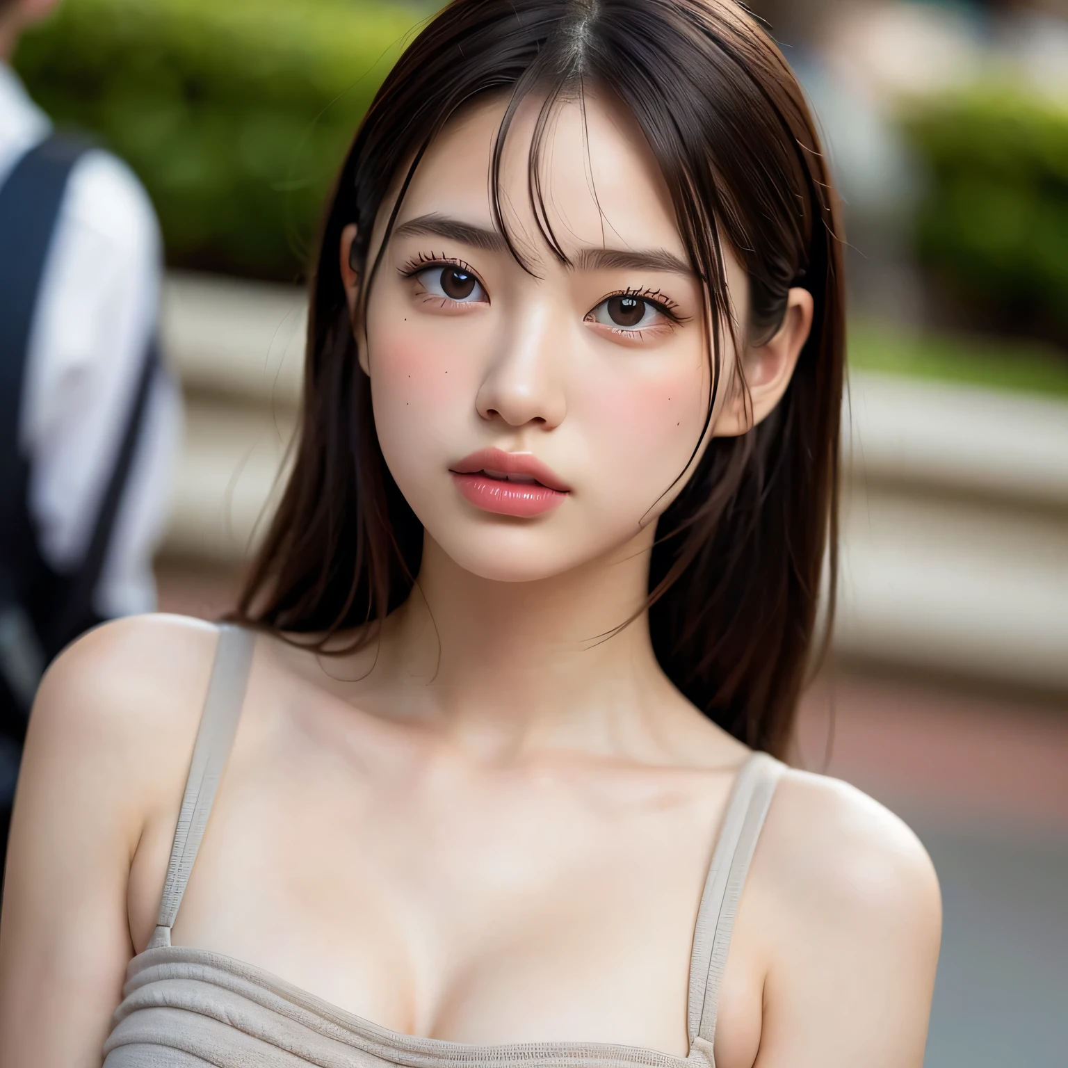 ((highest quality)), (be familiar with), beautiful girl, Japanese girl, baby face, highly detailed eyes, highly detailed nose, highly detailed mouth, beautiful feet, beautiful hand, beautiful arms, perfect anatomy :1.4, one person, no cut, outdoor, glamor, Full-body, park, squirt, chiaroscuro, from side, ((masterpiece)), 16k, textured skin, super detail