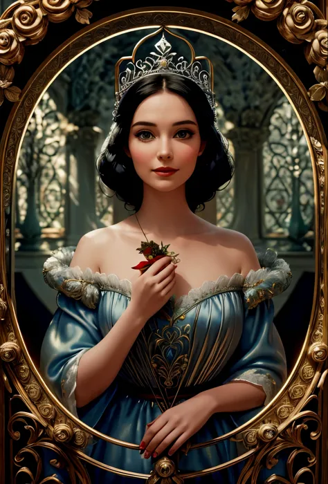 in a magical fusion of fairy tales, the enchanting snow white, with her timeless grace and kindness, finds herself amidst the op...