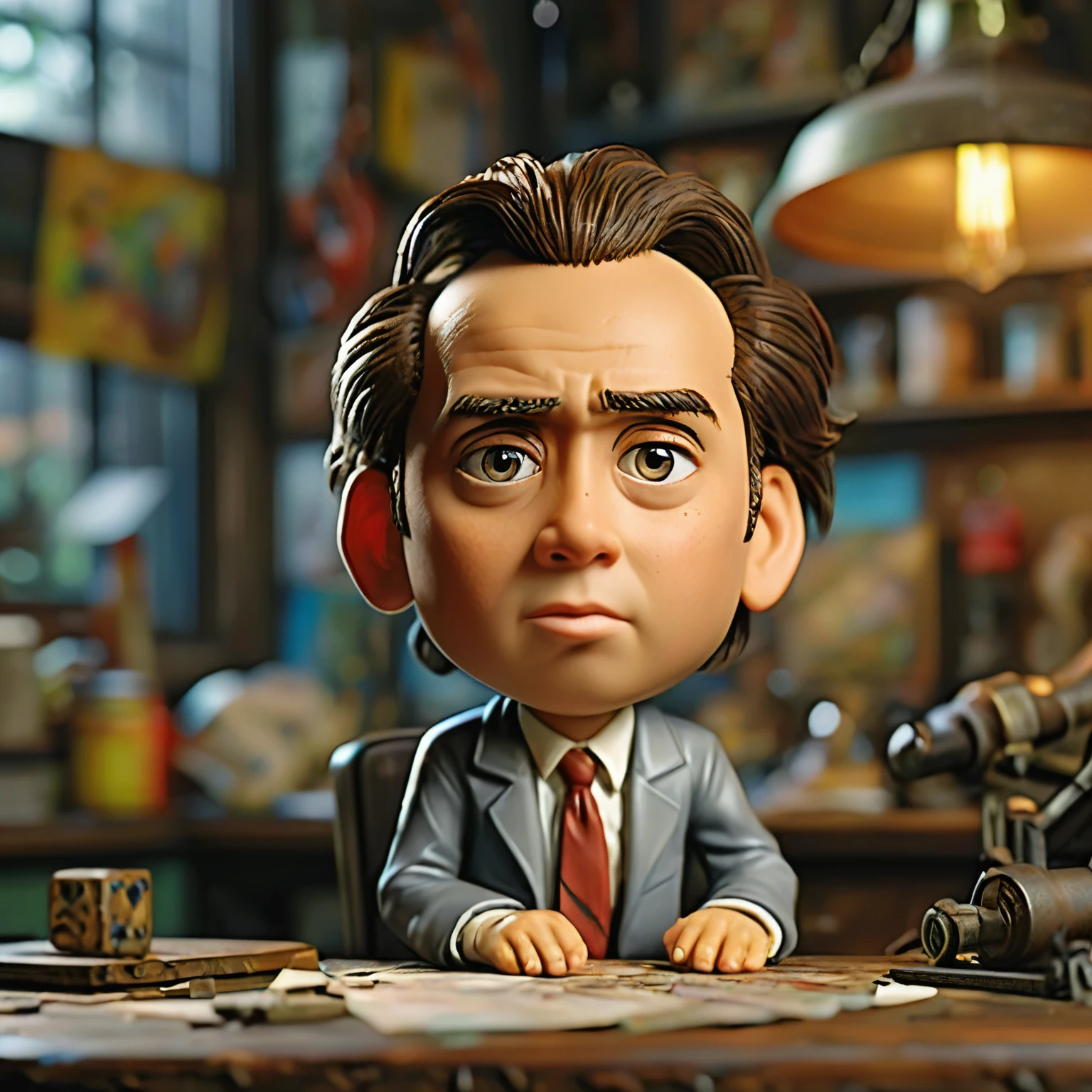 estilo chibi Nickcage Pessoa de alta qualidade, obra de arte, alto detalhe