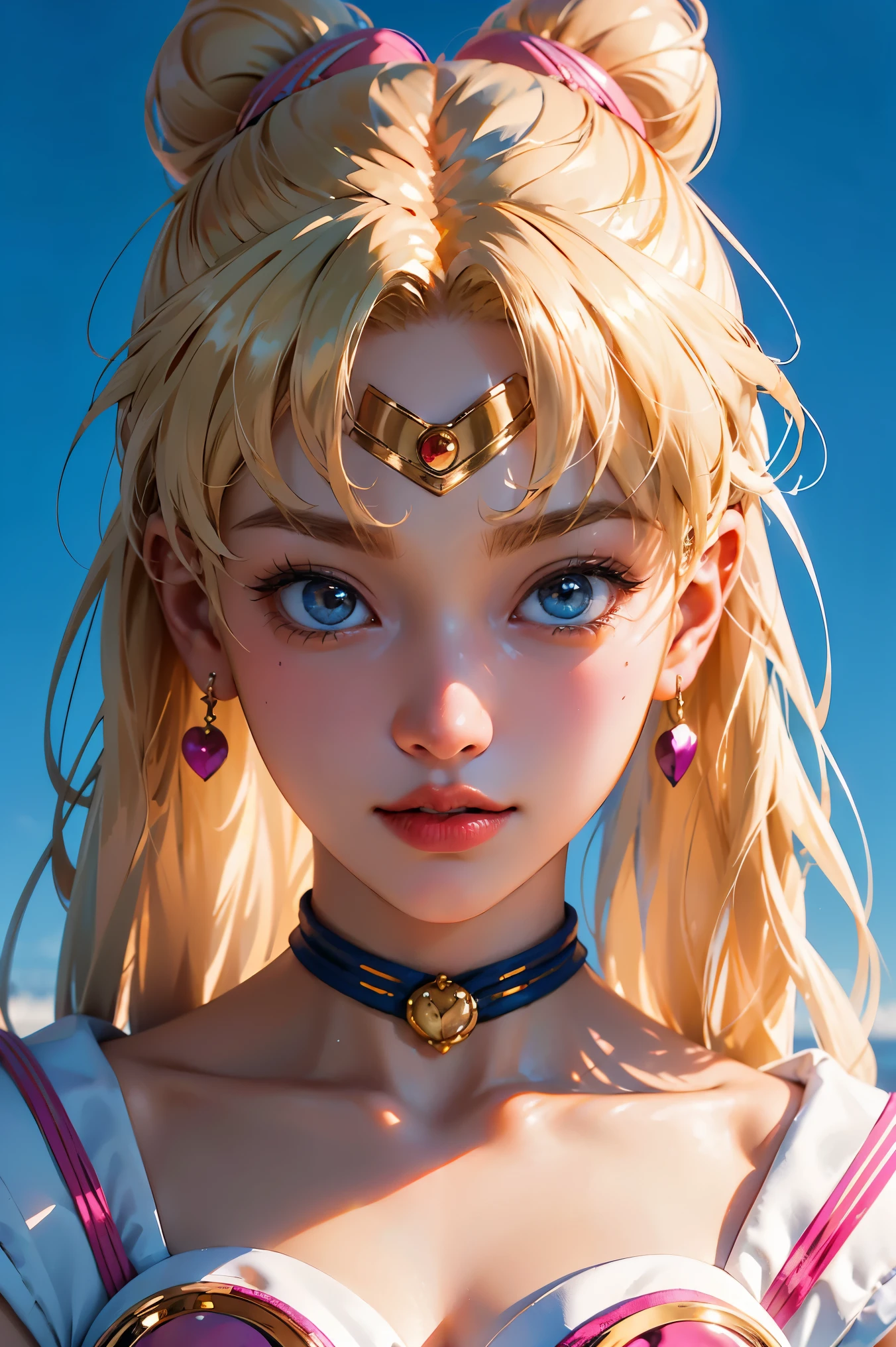 ((obra de arte)), (melhor qualidade), (ultra detalhado), ((Muito detalhado)), 4K, (8K), Sailor Moon, cabelo loiro longo, rabo de cavalo duplo, Estética de Sailor Moon, Núcleo dos Sonhos,