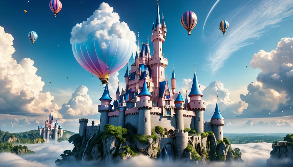 (best quality,4k,8k,highres,masterpiece:1.2),ultra-detailed,(realistic,photorealistic,photo-realistic:1.37),dream castle,magical,fantasy world,phenomena that defy the laws of physics and chemistry,beautiful and magical,dreamy dream,flying,floating in the clouds,beautiful decorations