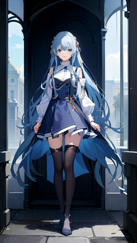 ((highest quality)), ((masterpiece)), (detailed), perfect face 「has long light blue hair、a beautiful girl with big, bright eyes。...