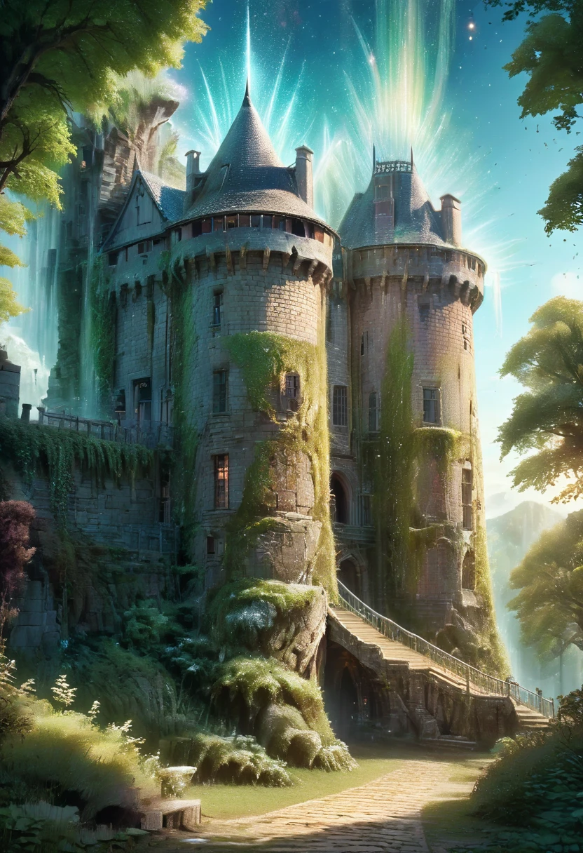 (magical, dreamlike, never-before-seen, enchanting, majestic castle),(hypnotizing, hyper-detailed, sharp focus, 4k, 8k, high-definition),(vivid colors, HDR, ultra-fine painting, professionally executed),(fairytale-like, surreal atmosphere, ethereal lighting),(mysterious, hidden doorways, grand staircase, towering spires),(whimsical, floating islands, cascading waterfalls, lush gardens),(mystical, shimmering crystals, sparkling chandeliers, intricate tapestries),(timeless beauty, graceful architecture, ornate carvings, stained glass windows),(elegant ballroom, ethereal ball gowns, dancers twirling),(captivating, magical creatures, unicorns, dragons),(enchanted forest, mysterious woods, twinkling fireflies),(spellbinding, starlit sky, shooting stars),(epic, awe-inspiring, masterpiece:1.2),(fantasy, concept artwork, imaginative),(storybook, fairytale, surreal),(emotion-evoking, breathtaking, artistically inspired).